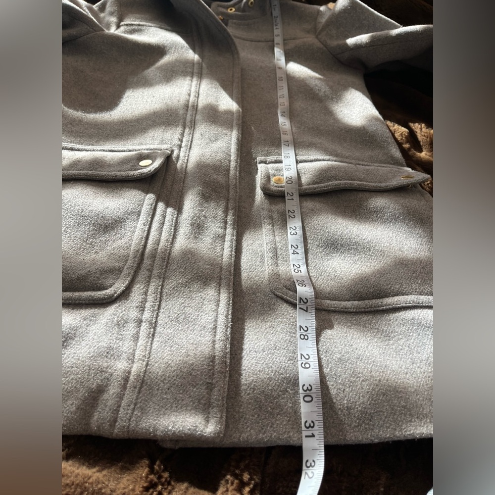 J. Crew Women's Gray Pea Coat with Hood - Picture 7 of 12